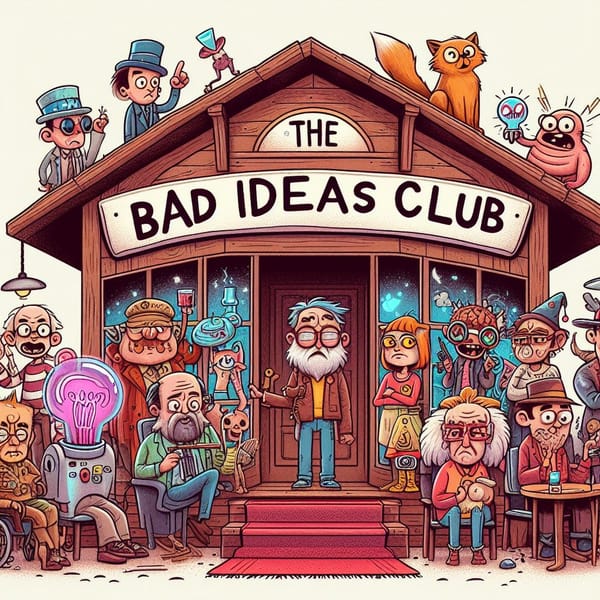 AI image of the club house of bad ideas.