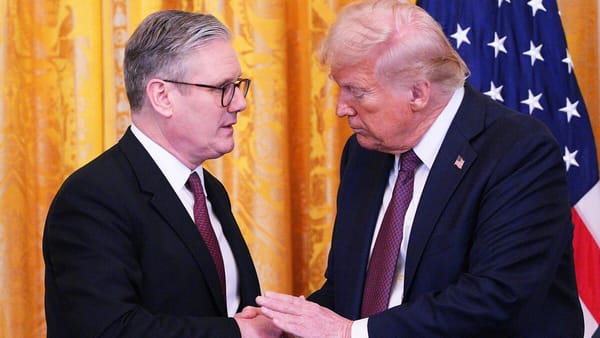 Keir Starmer and Donald Trump shaking hands.
