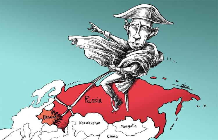 Putin riding Russia as it gobbles up Ukraine.